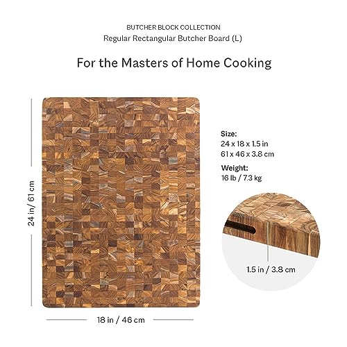 Teakhaus Butcher Block Cutting Board - Extra Large Wooden Cutting Board - Holiday Gift Ideas for Men and Women - Gift-Ready End Grain Wood, Knife Friendly - FSC Certified - color: Without Juice Groove, size: Extra Large (24 inch x 18 inch x 1.5 inch)