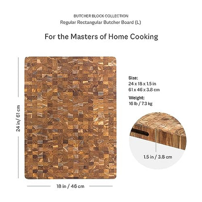 Teakhaus Butcher Block Cutting Board - Extra Large Wooden Cutting Board - Holiday Gift Ideas for Men and Women - Gift-Ready End Grain Wood, Knife Friendly - FSC Certified - color: Without Juice Groove, size: Extra Large (24 inch x 18 inch x 1.5 inch)