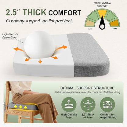kingphenix Chair Cushions for Dining Chairs, Set of 6, 2.5 Inches Thick | High-Density Foam Kitchen Chair Cushions with Ties, Non-Slip Bottom and Removable Machine-Washable Covers, 17 x 16 in, Gray - color: Gray, size: 6 Count(Pack of 1)