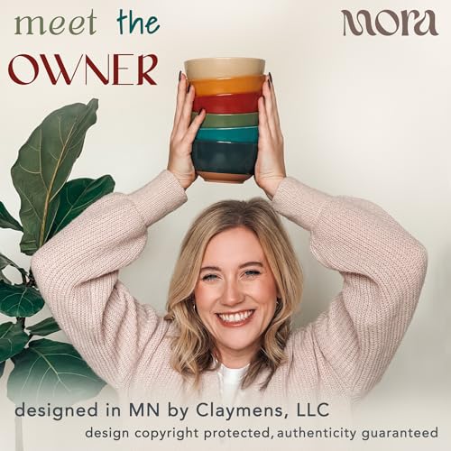 Mora Ceramic Artisan Matte Small Dessert Bowls - 16oz, Set of 6 - Microwave, Oven and Dishwasher Safe, For Rice, Ice Cream, Soup, Snacks, Cereal, Chili, Side Dishes etc - Microwavable Kitchen Bowl - color: Artisan Colors