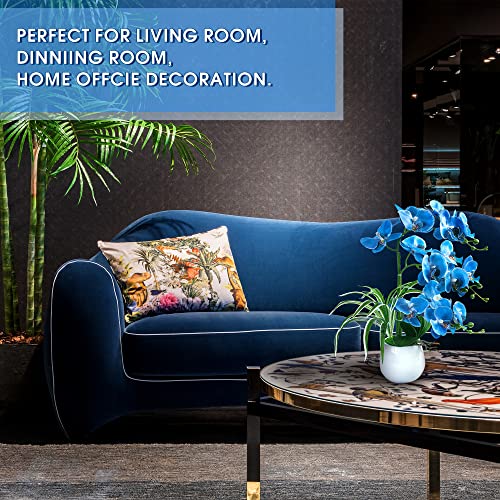 W&W Artificial Orchid Plants and Flowers with Vase, Fake Faux Orchid in Ceramic Pot,19”, Blue - color: Blue 01