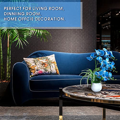 W&W Artificial Orchid Plants and Flowers with Vase, Fake Faux Orchid in Ceramic Pot,19”, Blue - color: Blue 01