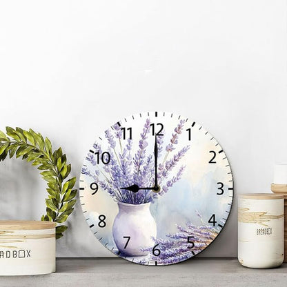 Wall Clock Lavender Sign Silent Non Ticking Round Clocks Lavender Clocks 10inch Battery Operated Quartz Quiet Desk Clock for Home Office - color: Wallclock03