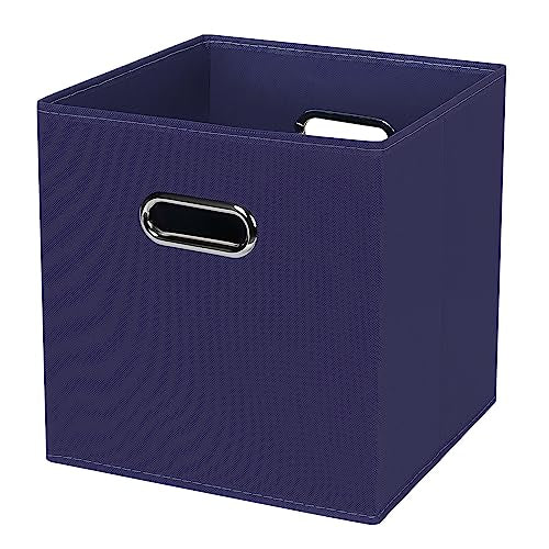 Black Foldable Storage Cubes Bins , Fabric Storage Box Cubes Organizer Baskets with Dual Handles for Home Organizer (Navy Blue) - color: Navy Blue, size: 1 Pack