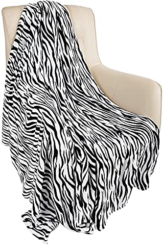 MACEVIA Flannel Fleece Twin Blanket for Couch, Zebra Blanket Black and White for Adult, Lightweight Warm Cozy Soft for Bed Sofa 260GSM, Suitable for All Seasons (Black Zebra,60x80inches) - color: Black Zebra Print, size: Flannel Fleece (60x80 IN)