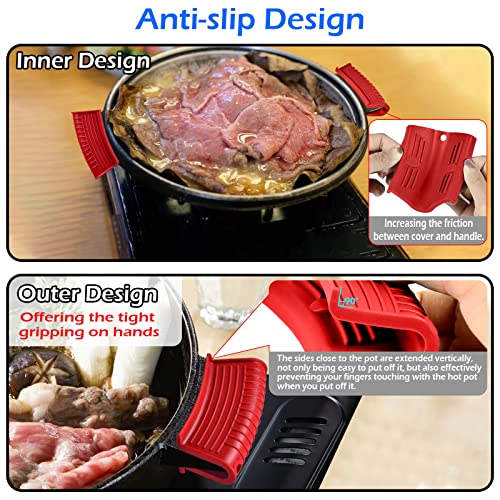 2 Pair Cast Iron Pot Assist Handle Covers with High Heat Resistance, Anti-slip Silicone skillet handle cover for Any Frying Cast Iron Skillet Metal Pan, Washable Reusable Rubber Pot Holder Sleeves Red - size: Red-4 Pack