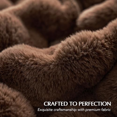 Faux Rabbit Fur Bubble Throw Blanket, 60"x80", Chestnut | Ultra Soft, Luxury Faux Rabbit Fur Throw, Thick Warm Bubble Blanket, Cozy Fluffy Reversible, for Bed, Couch, Chair, Sofa - color: Chestnut, size: 60"x80"