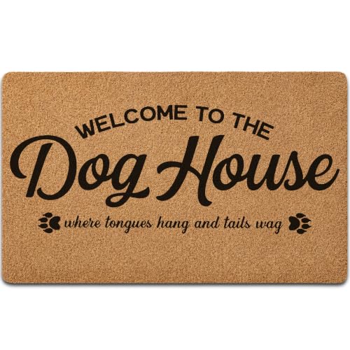 Welcome to The Dog House Doormat, Funny Welcome Mat, Artificial Coir Non Slip Backing Indoor Outdoor Entry Rug for Home Entrance, Gift for Dog Lovers, 30x17 Inch - color: Color04