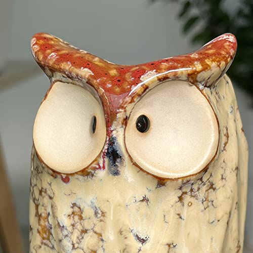 GeLive 9 Inch Owl Ceramic Vase, Farmhouse Flower Vase, Retro Owl Planter, String Pearl Succulent Pot for Bud Cutting Hydroponic Plant, Indoor Outdoor Home Decor, Cute Owl Fun Animal Cartoon Gift - size: 9" Tall