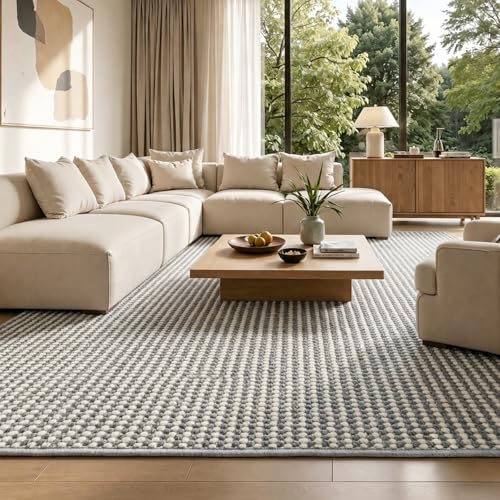 Faux Jute Area Rug 4'x6', Washable & Non-Slip, Grey & White | 0.27" Low Pile Easy Jute Area Rug - No Shedding, No Odor. Farmhouse Boho Style for Bedroom, Living Room, Home Office - color: Grey & White, size: 4' x 6' (Rectangular)