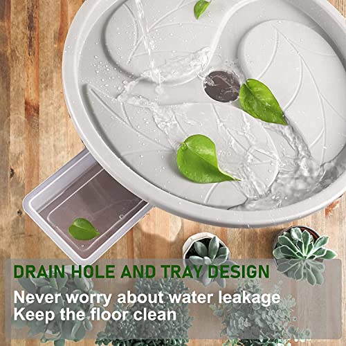 10 Inch Plant Caddy with Wheels & Water Container, 10.4" Round Plant Tray with Water Drawer, Rolling Planter Stand, for Indoor Outdoor, Bearing 110 Lbs, 2 Pack - size: 10 Inch