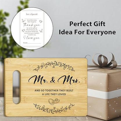 Wedding Gifts for Newlyweds, Bamboo Cutting Board for Kitchen, Mr & Mrs Marriage Chopping Board With A Gift Card, Engagement Bridal Shower Gifts for Bride And Groom -01 - color: Mr & Mrs