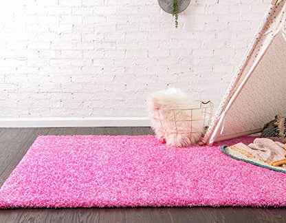 Unique Loom Solid Shag Collection Area Rug (2' x 3' 1" Rectangle, Taffy Pink) - color: Taffy Pink, size: 2' x 3'1" (Rectangular)