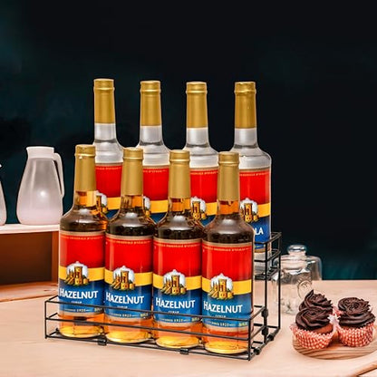 8 Bottles Coffee Syrup Organizer, 2 Tier Syrup Stand, Syrup Rack | Coffee Syrup Holder for Coffee Bar Station, Syrup Rack Organizer,Wine Rack for Countertop, Bottle Rack for Cocktail, Dressing - size: 2-Tier