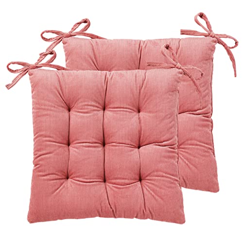 HLOVME Corduroy Chair Cushion with Ties Ultra Soft Warm Floor Cushion for Kids Reading Nook Comfortable Square Seat Cushion for Adult 15.7”x15.7” Set of 2, Cosmos - color: Cosmos, size: 2 Count (Pack of 1)