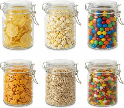 Glass Jars with Airtight Lids, 26oz Glass Storage Jars Set of 6, Thick Food Storage Containers for Pantry Organization, Kitchen Counter, Coffee, Pasta, Cereal - size: 26 fl oz x 6 - Cylinder
