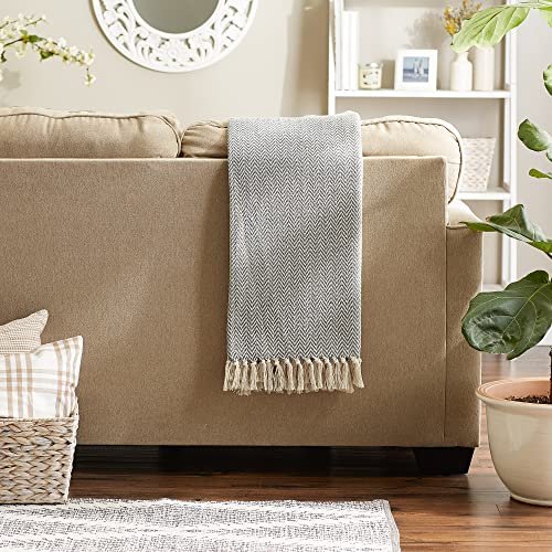 DII Chevron Throw Collection Handloomed Cotton, 50x60, Gray - color: Gray, size: 50x60"