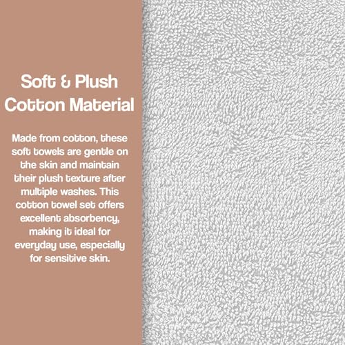Zahari Home 3 Piece Laced Towel Set - Stylish Soft Plush Cotton Towels with Hand Towel & Washcloth - Highly Absorbent Towels for Bathroom, Gym, Hotel & Spa (Crochet White) - color: Crochet-white