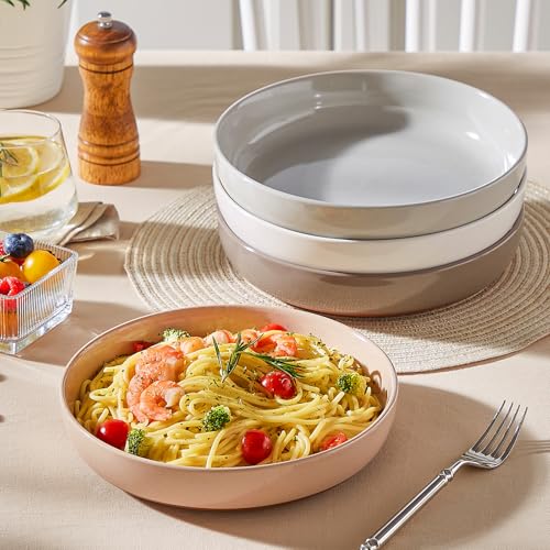MALACASA 48 Oz Pasta Bowls Set of 4, Stoneware Dinner Bowls, Multicolor | Microwave and Dishwasher Safe, Chip-Resistant, For Pasta, Salad, Soup, Fruit, 9 Inch Wide, Stackable, Speckled Design - color: Multicolor