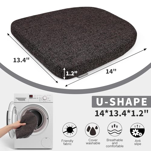SINOSSO Memory Foam 14" Metal Chair Cushions 4 Pcs, Modern Interwoven Style Magnetic Chair Pads for Dining Kitchen Cafe Bistro Stackable Chair (U-Shape, Dark Brown, 4) - color: Dark Brown