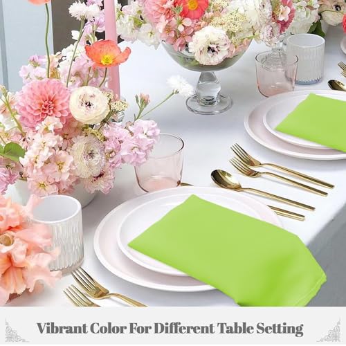 PLOYMONO Apple Green Cloth Napkins - 8 Pack 17" x 17" Polyester Napkins | Heavy Duty 180 GSM Cloth Napkins with Hemmed Edges - Great for Restaurants, Weddings, Parties, Banquets Dinner - color: Grass Green