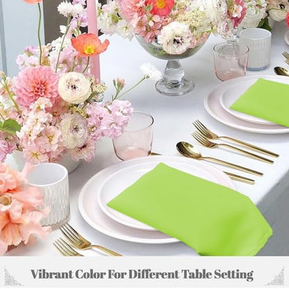PLOYMONO Apple Green Cloth Napkins - 8 Pack 17" x 17" Polyester Napkins | Heavy Duty 180 GSM Cloth Napkins with Hemmed Edges - Great for Restaurants, Weddings, Parties, Banquets Dinner - color: Grass Green