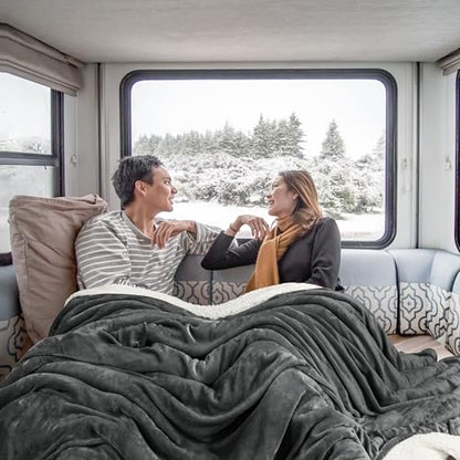Utopia Bedding Sherpa Blanket Twin Size (Grey, 90x66 Inches) - Soft Lightweight Plush Fleece Reversible Blanket for Bed, Sofa, Couch, Camping and Travel - color: Grey, size: Twin (90x66 Inch)