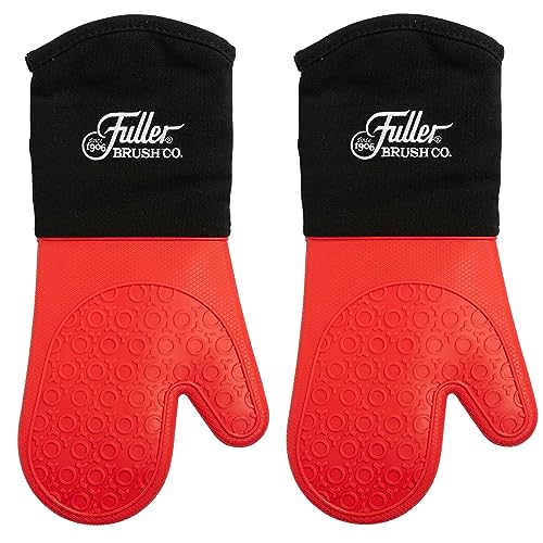 Fuller Brush Extra-Long Silicone Oven Gloves (2-Pack) – 14.5" Forearm Protection – Heat Resistant to 500°F – Non-Slip, Waterproof Oven Mitts for Baking, Cooking, BBQ & Grilling