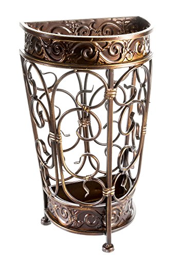 Super Quality Umbrella Stand, Umbrella Holder, Antique Look Metal, Entry Hallway Décor, Wallside Style, with Removable Drip Tray (Gold Brown) - size: Gold Brown