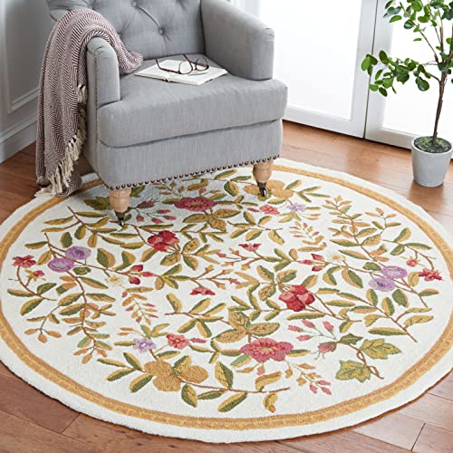 SAFAVIEH Chelsea Collection 3' Round Ivory HK210A Hand-Hooked French Country Wool Area Rug - color: Ivory, size: 3' (Round)