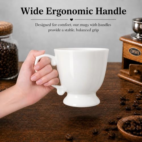 Fine Bone China Coffee Mugs, 18 Oz, Set of 2 | Elegant Royal Goblet Coffee Cups with Handles, Large Tea Mugs for Latte, Cappuccino, Hot Beverages, Housewarming Wedding Gift - color: 2 Pcs Goblet Style