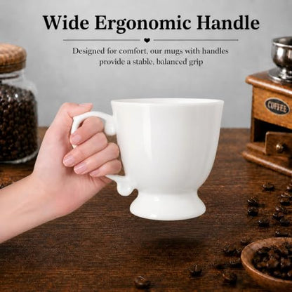 Fine Bone China Coffee Mugs, 18 Oz, Set of 2 | Elegant Royal Goblet Coffee Cups with Handles, Large Tea Mugs for Latte, Cappuccino, Hot Beverages, Housewarming Wedding Gift - color: 2 Pcs Goblet Style