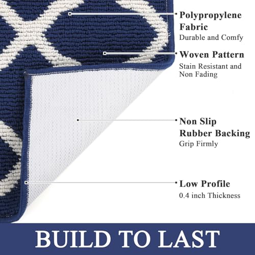 SHACOS Kitchen Runner Rugs 2x6 ft Washable Rug Runner Dirt Trapping Non Slip Rubber Backing Hallway Entryway Runners Laundry Room Floor Carpet Mats, Navy Blue - color: Navy Blue, size: 2' x 6'