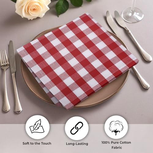 Urban Villa Cloth Napkins Cotton 20x20 (Set of 6) Red - color: 015 Red/White, size: 20" x 20" (Set of 6)