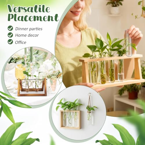 Yardwe 5Pcs Clear Glass Test Tubes Plant Propagation Station - Hydroponic Vases for Home and Office Decor