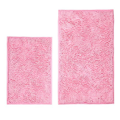 Bathroom Rugs Sets 2 Piece Washable, Luxury ，Chenille Bath Mat Set, Soft Plush Anti-Slip Rectangular Bath， Rug Super Absorbent. (Pink, 32"x20"+24"x16") - color: Pink, size: 32"x20"+24"x16