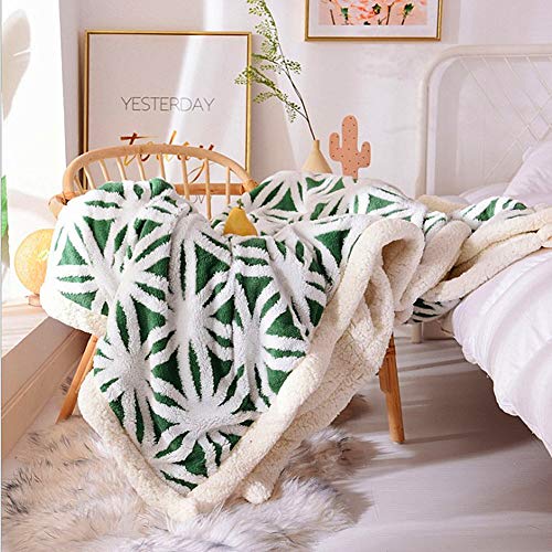 Green Flannel Sherpa Throws 60'' x 50'' New Blanket Ultra Plush Lightweight Throw Blanket Luxury Soft Warm Fuzzy Blanket Throws for Bed/Couch/Sofa/Office/Camping - color: C-green, size: 50''x60''