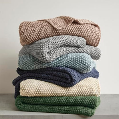 INK+IVY Bree Knit All Season Throw Blanket for Sofa, 50 x 60, Grey | Ultra Soft, Acrylic, Lightweight, OEKO-TEX Certified - color: Grey, size: Throw (50 in x 60 in)