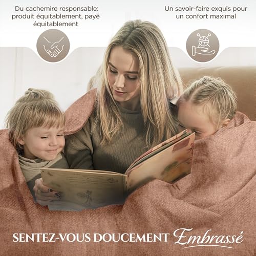 Cashmere Blanket – Hand Woven 100% Pure Wool Throw Blanket, 135 x 270 cm – Plain Cozy, and Soft Blanket for Bed, Sofa, or Couch - Made in Nepal - color: Brown