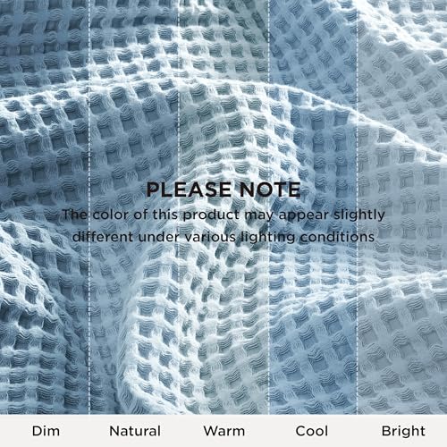Bedsure Lightweight 100% Cotton Waffle Blanket, Throw XL, Celestial Blue | Summer, Breathable, Soft, Comfort, Light, Thin, Textured, Bed, Couch, Sofa, Chair, 50"x70", Sheet Blanket, Cozy Gifts - color: Celestial Blue, size: Throw Xl (50" X 70")