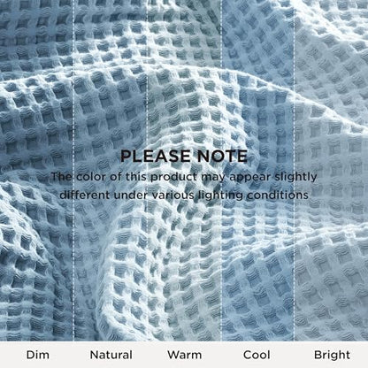 Bedsure Lightweight 100% Cotton Waffle Blanket, Throw XL, Celestial Blue | Summer, Breathable, Soft, Comfort, Light, Thin, Textured, Bed, Couch, Sofa, Chair, 50"x70", Sheet Blanket, Cozy Gifts - color: Celestial Blue, size: Throw Xl (50" X 70")