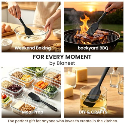 Silicone Spatula Set,9-Piece BPA Free Food Grade Heat Resistant Spatulas for Cooking Baking,Seamless One Piece Design,Non-Stick Safe,Dishwasher Safe,Withstands -104°F to 600°F（Black） - color: Black