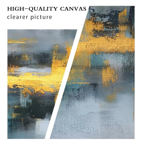 Blue and Gold Abstract Wall Art Set of 3, Modern Framed Canvas Wall Art 16x24 Inch, Luxury Abstract Landscape Wall Painting for Living Room Bedroom Office, Metal Frame Ready to Hang - color: Metallic Waterscapes, size: 24"L X 16"W