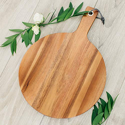 Weddingstar Wooden Round Cutting Board or Serving Board with Handle 12" x 16.5" - Blank - color: Non Customizable, size: 16.5"L x 12"W