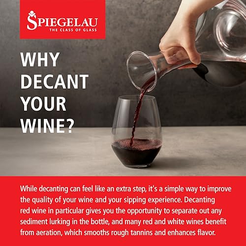 Spiegelau Authentis Crystal Wine Decanter, Modern Carafe for Red and White Wine, Elegant Glass Pitcher for Wedding Gifts, Housewarming, Home Bar Accessories, 35.3 oz (1 Liter), Set of 1 - style: 1 L Decanter