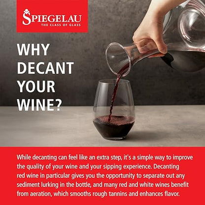 Spiegelau Authentis Crystal Wine Decanter, Modern Carafe for Red and White Wine, Elegant Glass Pitcher for Wedding Gifts, Housewarming, Home Bar Accessories, 35.3 oz (1 Liter), Set of 1 - style: 1 L Decanter