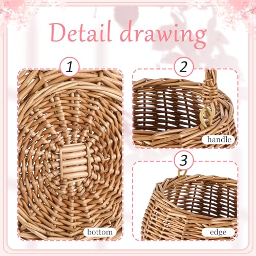Weysat 2 Pcs Small Flower Girl Basket with Handle Wicker Rattan Flower Basket Set, Rustic, Hand Woven for Wedding Girl Home Decorations Picnic Garden Candy Sweets Gifts Storage, Multifunctional - style: Natural