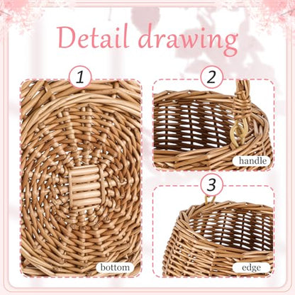 Weysat 2 Pcs Small Flower Girl Basket with Handle Wicker Rattan Flower Basket Set, Rustic, Hand Woven for Wedding Girl Home Decorations Picnic Garden Candy Sweets Gifts Storage, Multifunctional - style: Natural