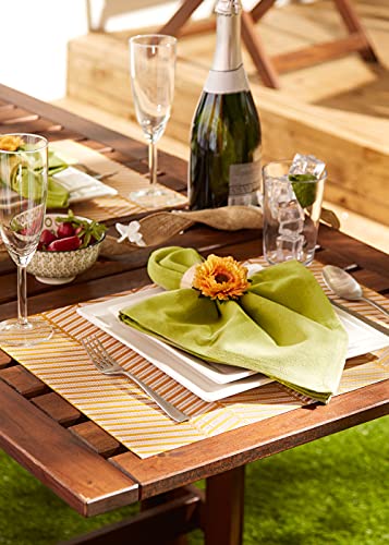 DII Farmhouse Stripe Woven Tabletop Collection Placemat Set, 13x17.25, Honey Gold, 6 Piece - color: Honey Gold