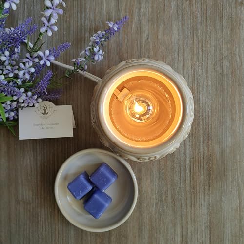Hosley 2-Pack 5" High Cream Ceramic Electric Warmer. Ideal Gift for Wedding Spa Aromatherapy. Use with Wax Melts Cubes and Fragrance Oils. - color: Cream*2